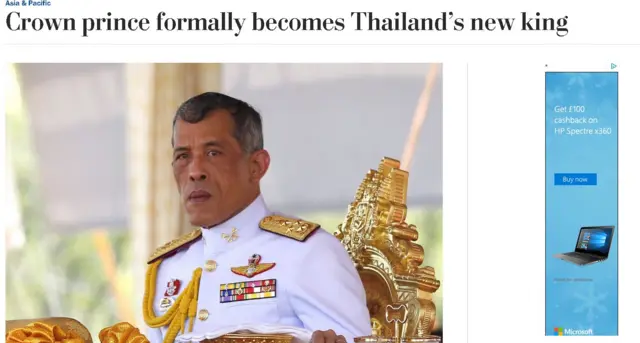 Headline of the online edition of the "Washington Post"