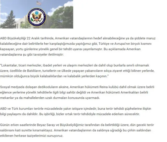 ABD Ankara Büyükelçiliği'nin açıklaması