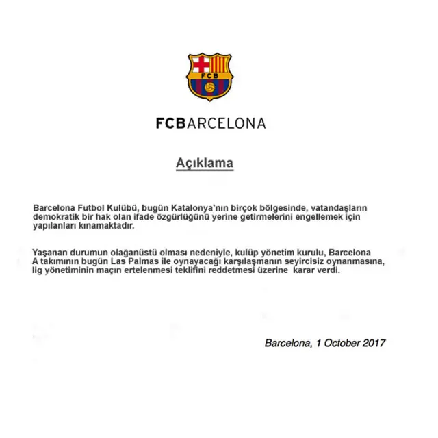 Barcelona açıklaması
