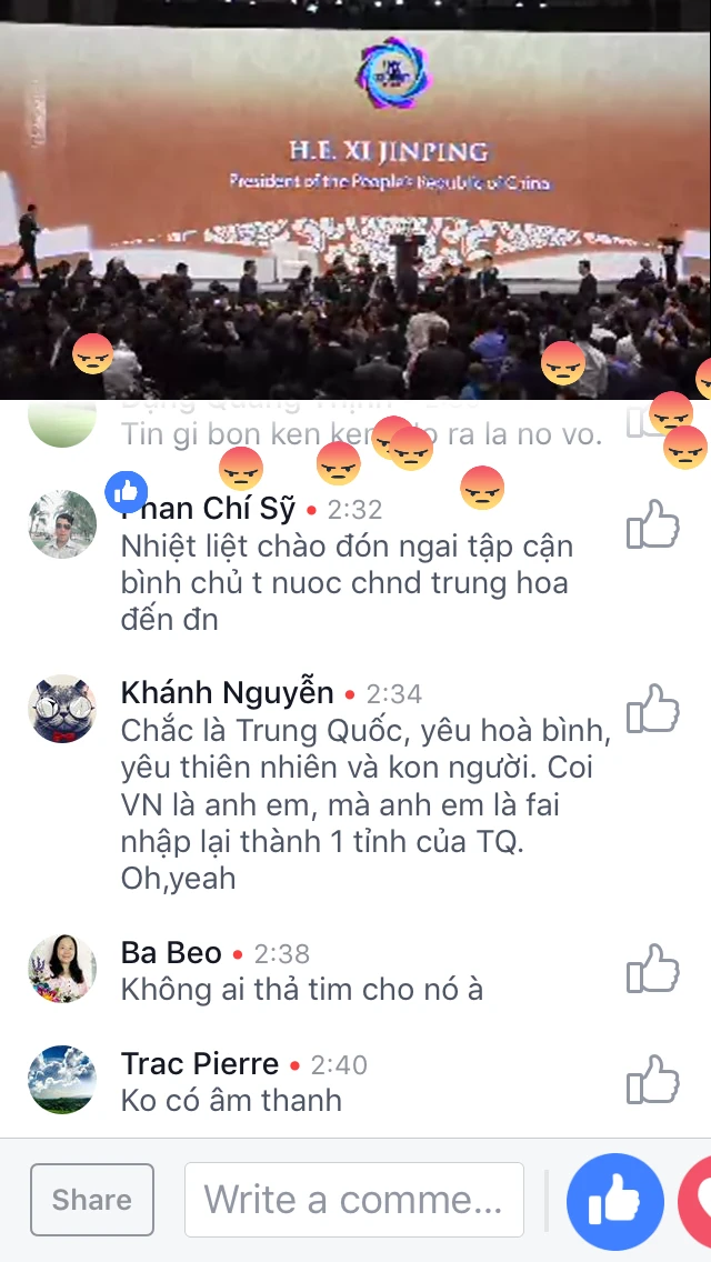 Một số phản ứng từ Facebook khi Chủ tịch Tập phát biểu ở Đà Nẵng