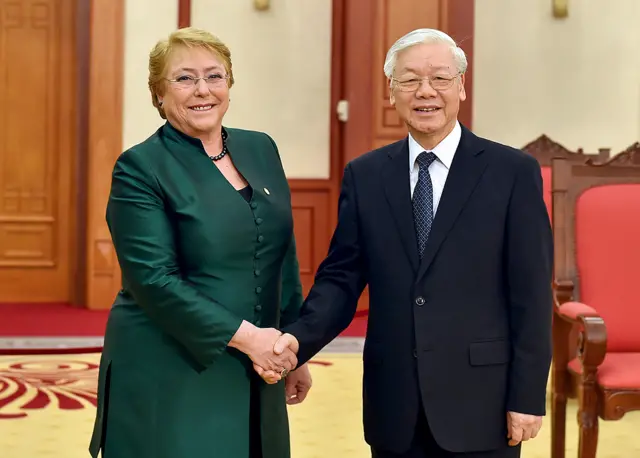Tổng thống Chile Bà Michelle Bachelet và Tổng Bí thư Nguyễn Phú Trọng