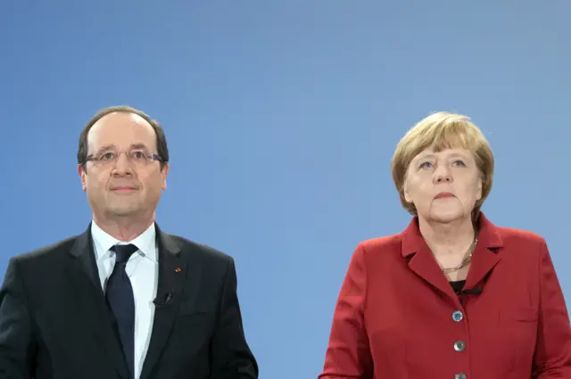 
          Almanya Başbakanı Angela Merkel ve Fransa Cumhurbaşkanı François Hollande
        