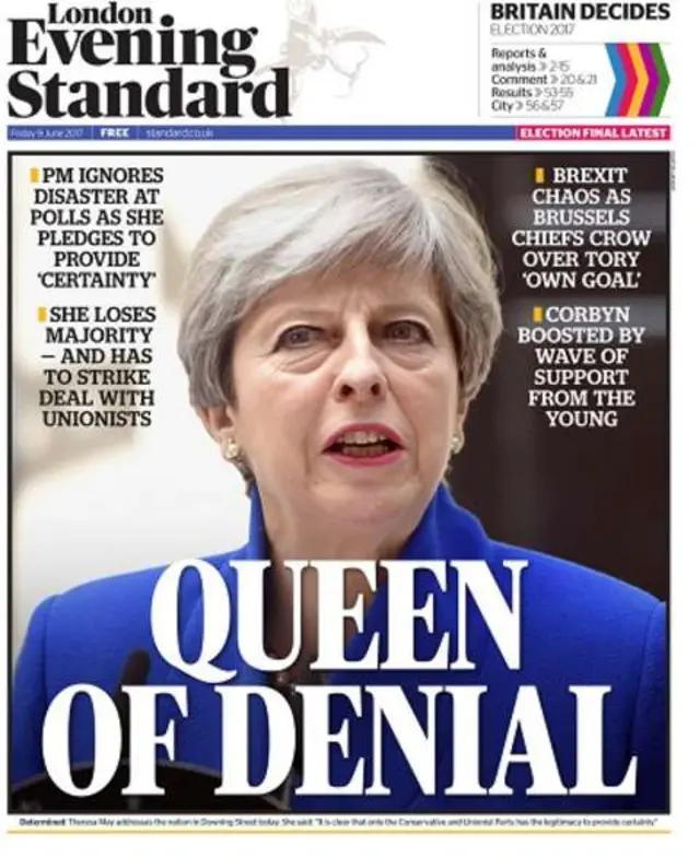 Первая страница Evening Standard