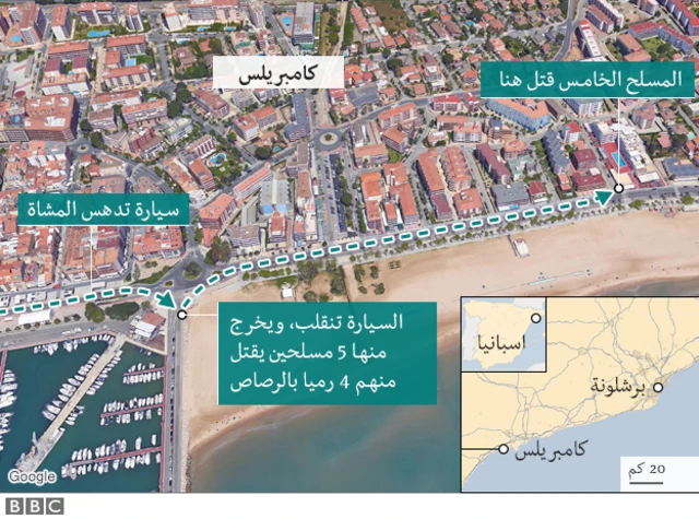 رسم توضيحي لحادث الدهس في منطقة كامبريلس