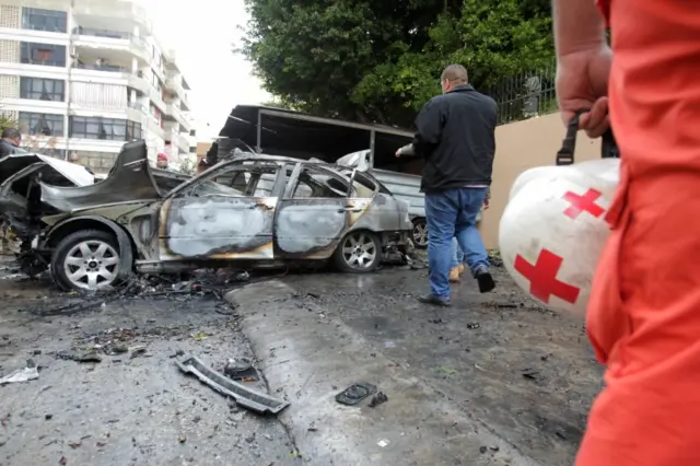 انفجار خودرو در صیدا در لبنان