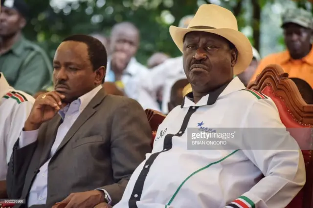 Raila Odinga na naibu wake Kalonzo Musyoka katika picha ya awali