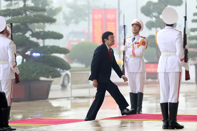 Chủ tịch Trương Tấn Sang tới dự phiên khai mạc Đại hội Đảng 12 hồi tháng 1/2016.