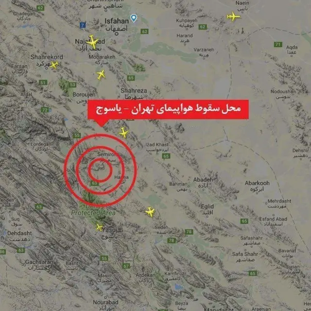 محل سقوط هواپیمای آسمان