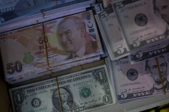 TL ve dolar banknotları