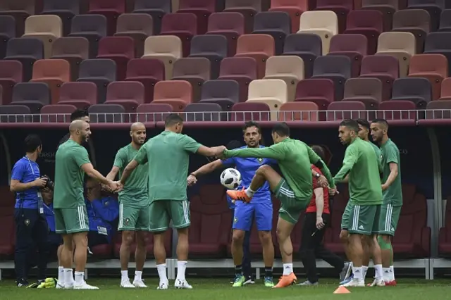 صور من تدريبات منتخب المغرب
