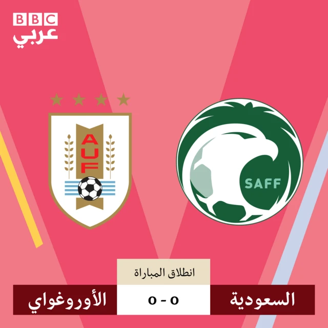 انطلاق مواجهة السعودية وأوروغواي