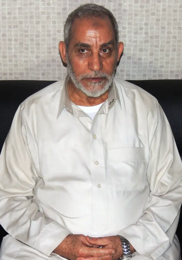 صورة وزعتها وزارة الداخلية المصرية بعد إلقاء القبض على المرشد العام للإخوان المسلمين محمد بديع في 20 أغسطس عام 2013.