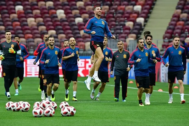 من تدريبات المنتخب الإسباني قبل مواجهة روسيا