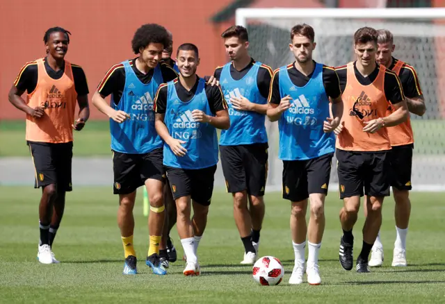 صورة لتدريبات المنتخب البلجيكي.