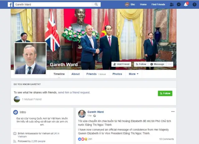 FB của Đại sứ Anh tại Việt Nam Gareth Ward