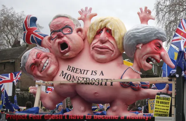 В их представлении "монстры" - "брекситёры" Дэвид Дэвис, Майкл Гоув и Борис Джонсон, ведомые премьером Мэй