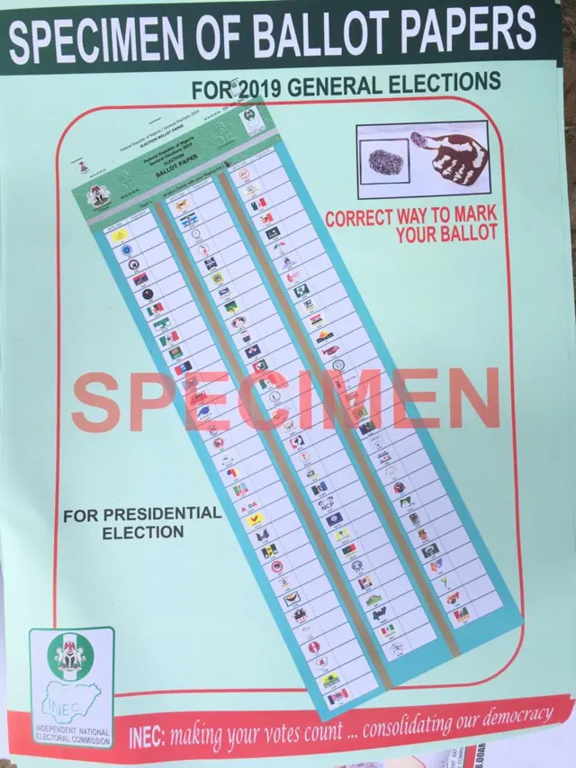 Ballot paper specimen