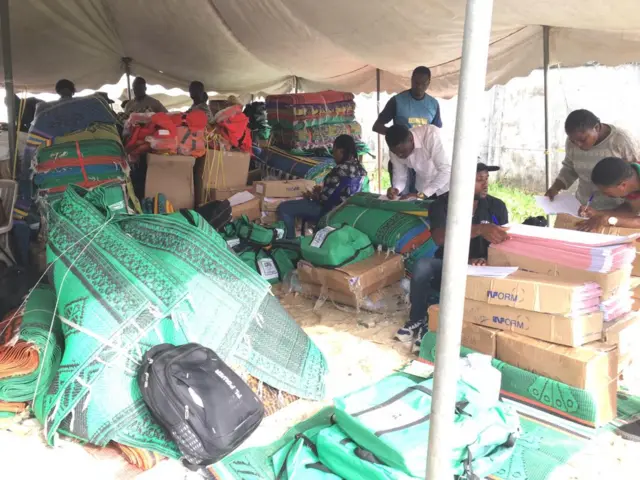 Election material for Bayelsa State INEC office on Friday morning.