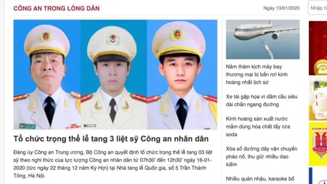 Screenshot Cong an nhan dan newspaper website