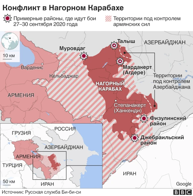 Карта военных действий в Карабахе