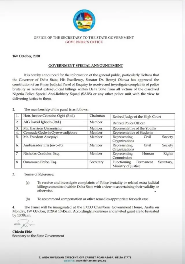 Announcement from Delta State