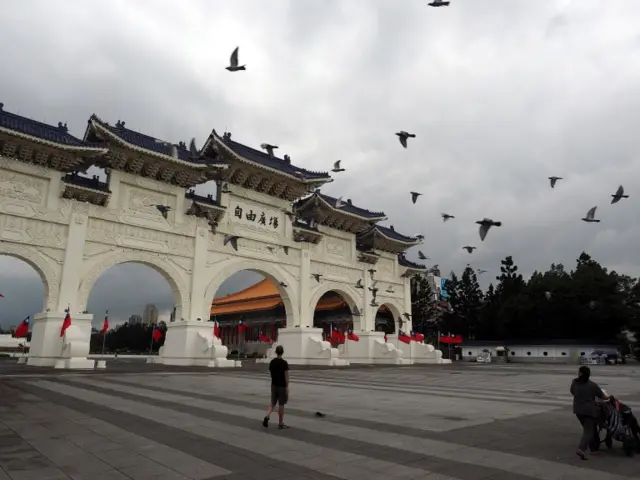 Liberty Square, a tourist site, looks deserted in Taipei, Taiwan, 16 October 2020.