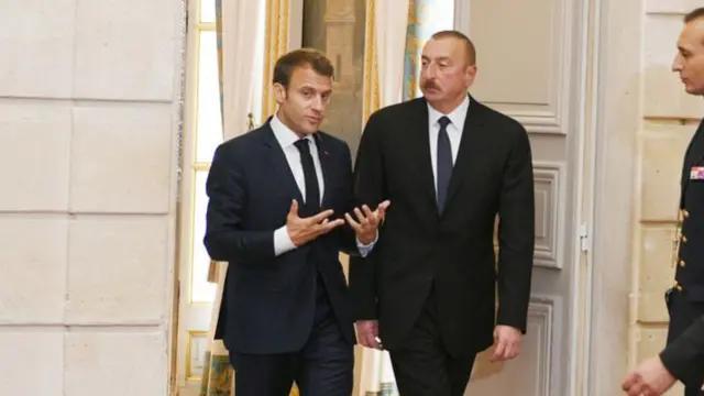 Fransa prezidenti Emmanuel Macron və Azərbaycan prezidenti İlham Əliyev, iyul, 2018-ci il