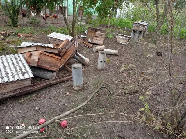 Последствия обстрела деревни Казьян в Тертерском районе Азербайджана