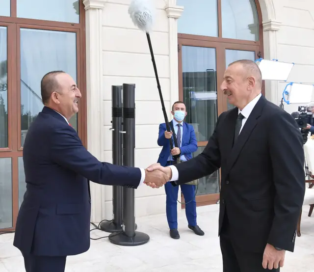 Dışişleri Bakanı Mevlüt Çavuşoğlu ile Azerbaycan Cumhurbaşkanı İlham Aliyev