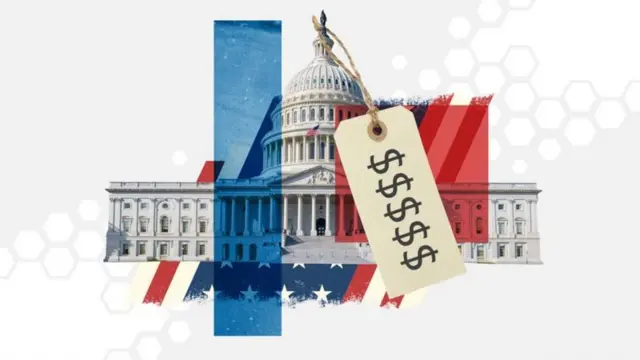 Graphic to represent di White house and money