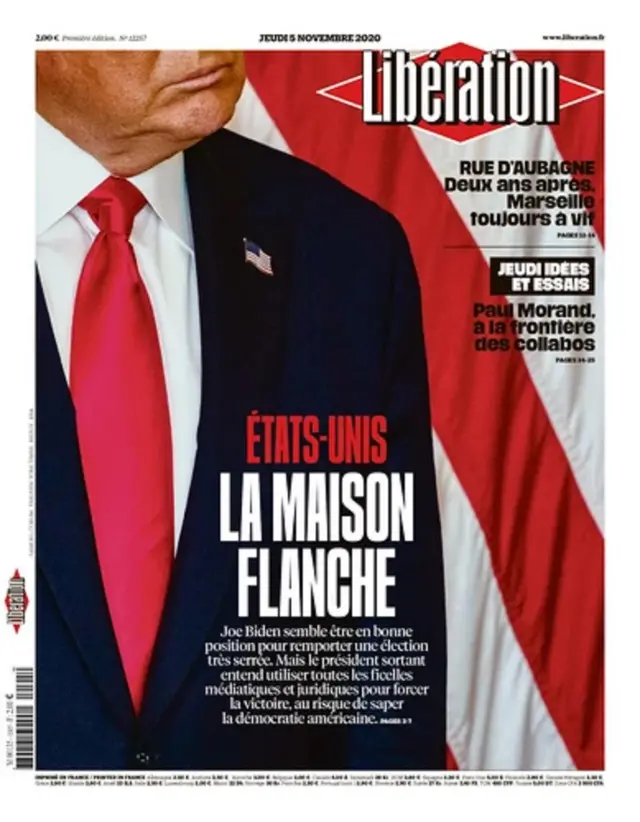 La une du quotidien français Libération