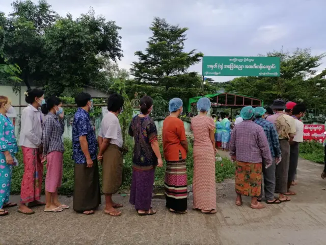 Voters in Hlaing Tharyar