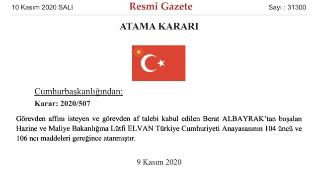 Hazine ve Maliye Bakanlığı’na Lütfi Elvan atandı