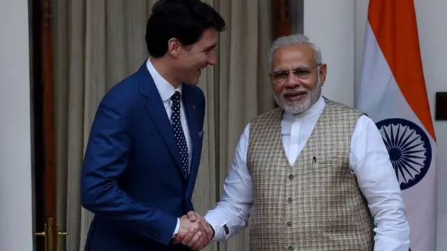 कनाडा के प्रधानमंत्री जस्टिन ट्रूडो के साथ भारतीय प्रधानमंत्री नरेंद्र मोदी की फाइल फोटो