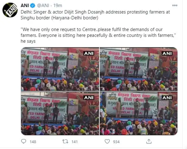 दिलजीत दोसांझ किसानों के समर्थन में