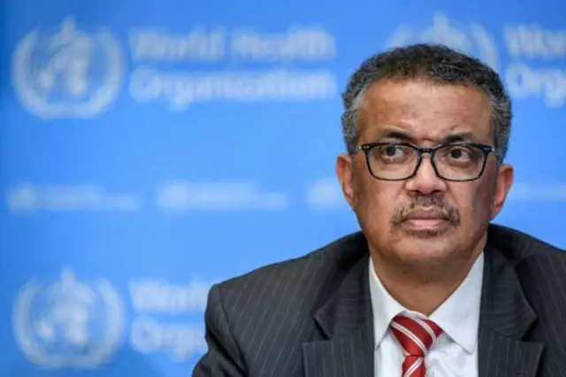 رئيس منظمة الصحة العالمية، الدكتور تيدروس أدهانوم غيبريسوس، خلال المؤتمر الصحفي