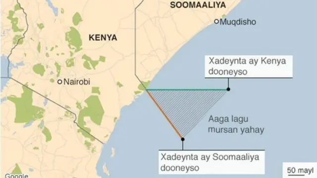 Kenya iyo Soomaaliya waxay isku hayaan xuduud badeedka u dhexeeya