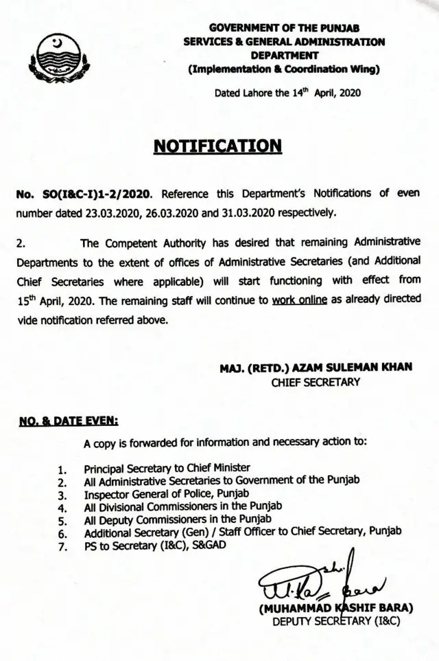 پنجاب حکومت کا سرکاری محکمے کل سے کھولنے کا فیصلہ