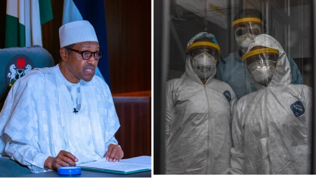 Buhari and pipo wey wear PPE for Covid-19