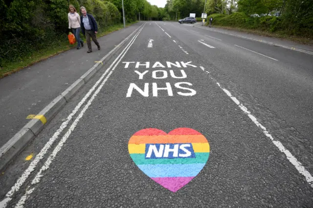 Thank you NHS sign on the road