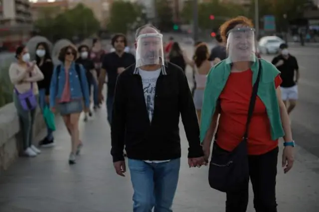 people wearing mask in spain