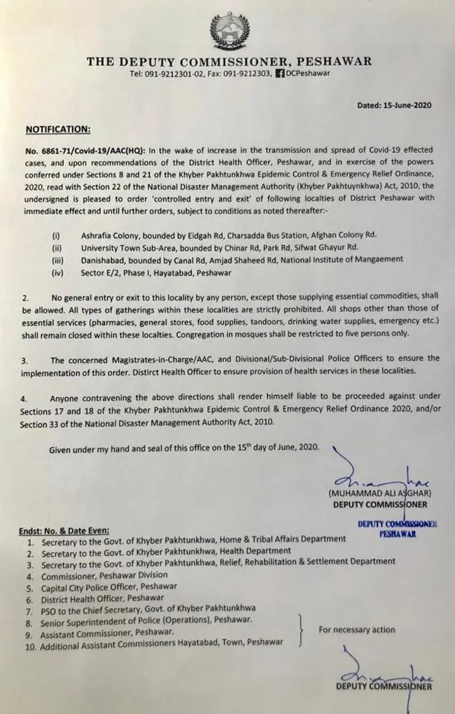 کورونا، پشاور