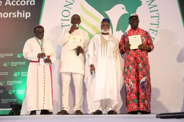 Bishop Kukah, Ize-Iyamu, Gen. Abdulsalam Abubakar and Govnor Obaseki