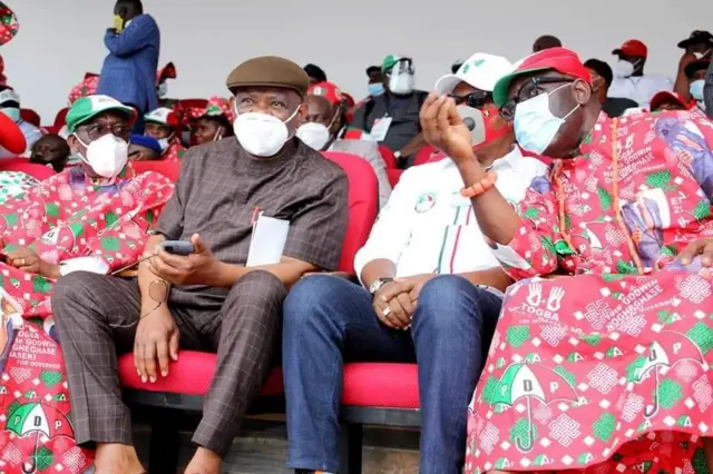 Rivers State govnor Nyesom Wike land Benin for di 2020 Edo Governorship Election to attend di PDP rally