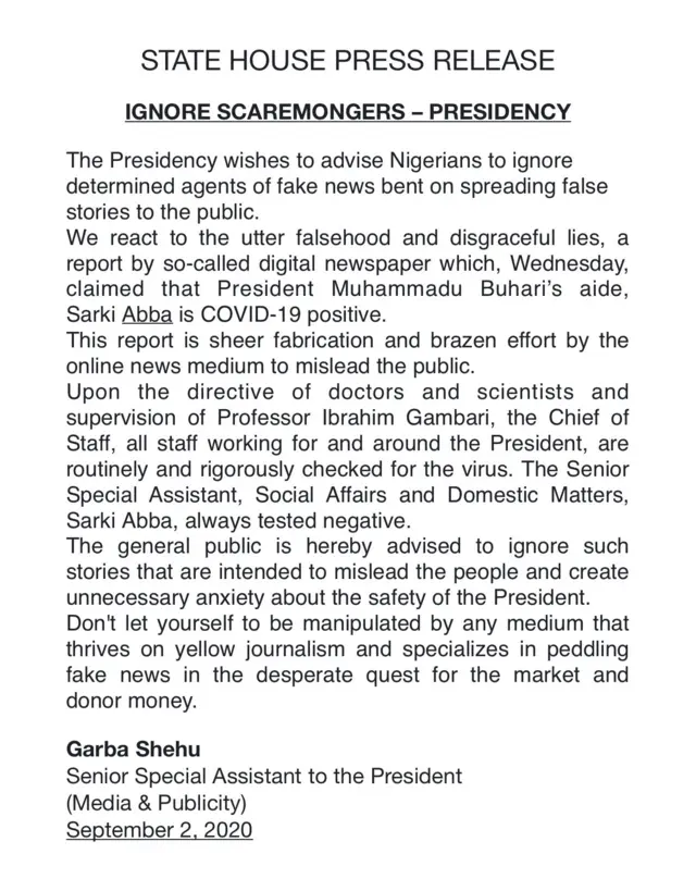Akwụkwọ ozi Garba Shehu