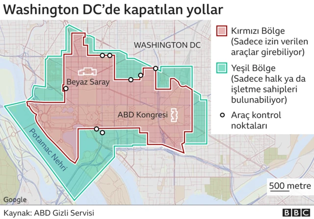 Washington'da kapatılan yollar