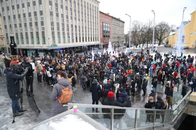 акция в центре Таллинна в поддержку Навального
