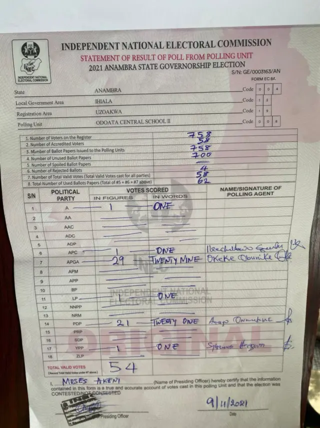 Result sheet