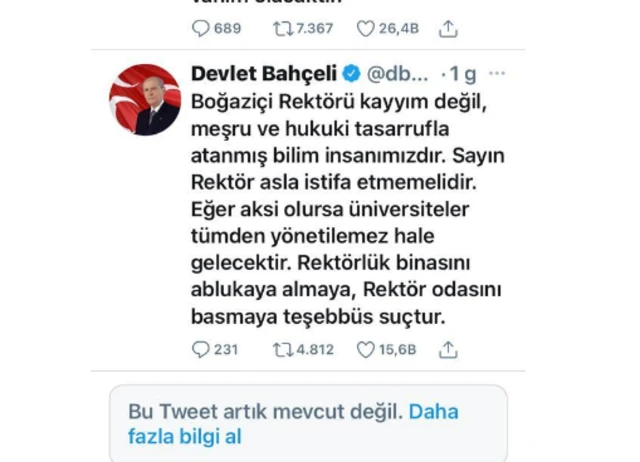 Bahçeli'nin Twitter hesabı