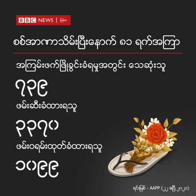 စစ်အာဏာသိမ်းပြီး ၈၁ ရက်မှာ သေဆုံးသူ ၇၃၉ ဦးရှိပြီလို့ AAPP ထုတ်ပြန်